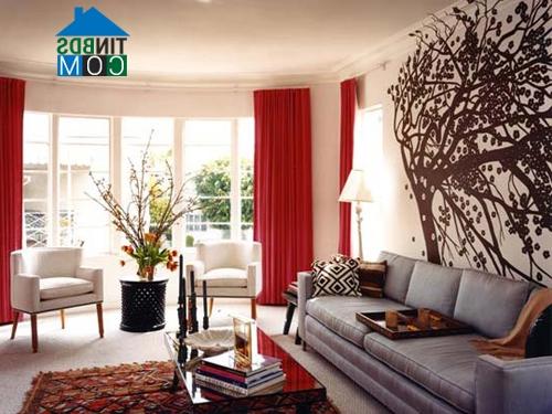 Ảnh Những mẫu phòng khách đẹp với tông màu trắng đỏ