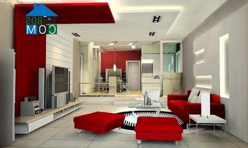 Ảnh Những mẫu phòng khách đẹp với tông màu trắng đỏ