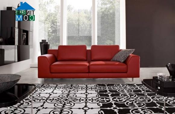 Ảnh Phòng khách cá tính với sofa đỏ