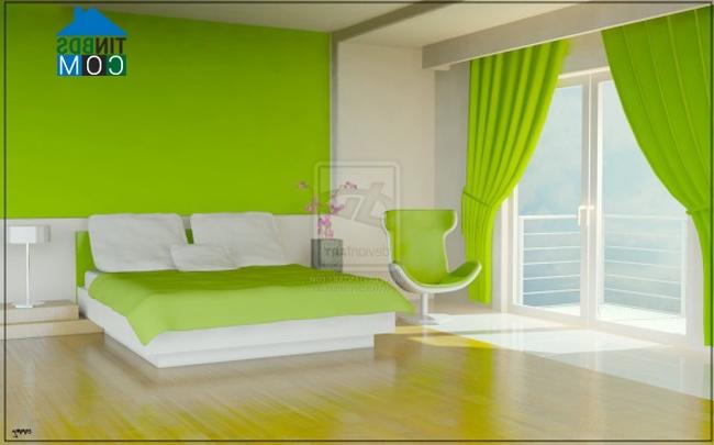 Ảnh Mát mắt với phòng ngủ màu xanh lá