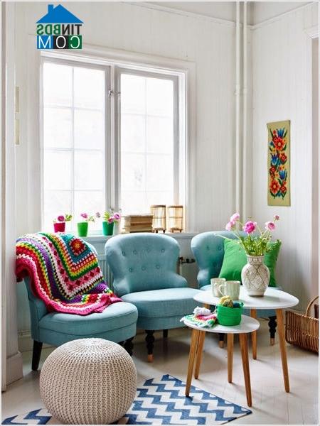Ảnh Bố trí phòng khách độc đáo không cần ghế sofa