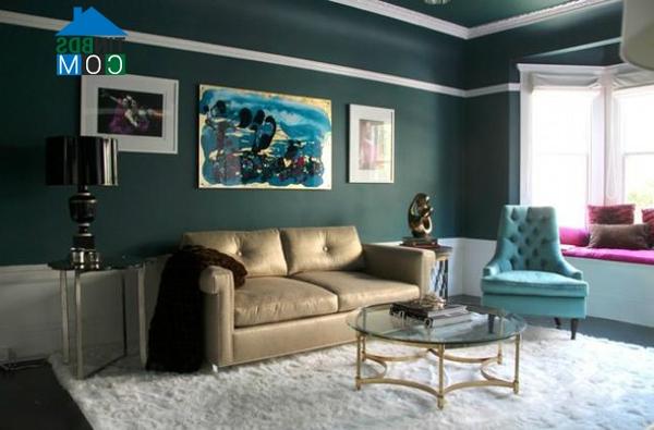 Ảnh Phòng khách đẹp hoàn hảo với tranh trừu tượng