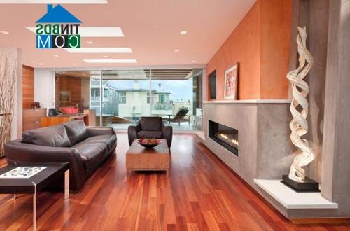 Ảnh Bài trí sofa da trong phòng khách