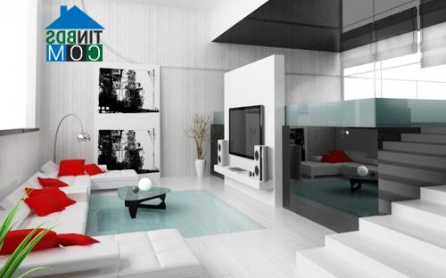 Ảnh Những mẫu phòng khách đẹp với tông màu trắng đỏ