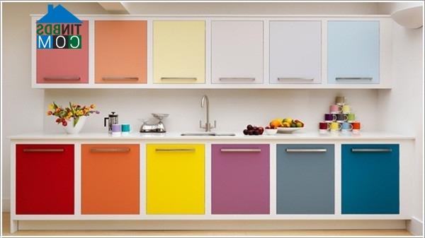 Ảnh Phòng bếp nổi bật với gam màu rực rỡ
