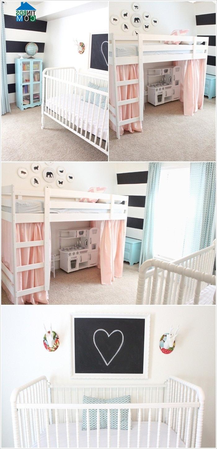 Thiết kế giường trên cao giúp bé có thêm không gian sàn để vui chơi