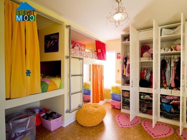Ảnh Phòng ngủ sáng tạo cho 3 bé gái