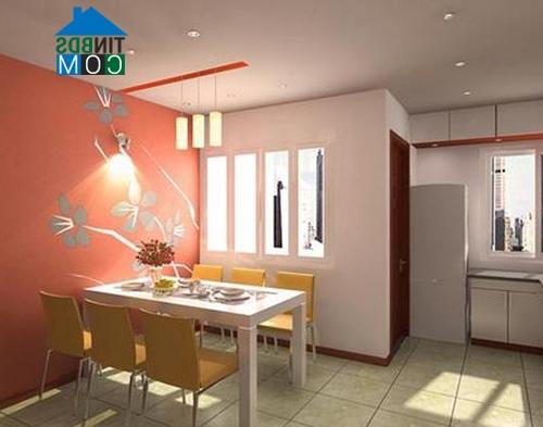 Ảnh Phòng ăn hiện đại, ấm áp vối đèn chiếu sáng