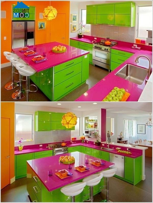 Ảnh Phòng bếp nổi bật với gam màu rực rỡ