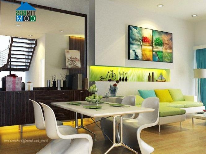 Ảnh Phòng ăn sang trọng với gam màu trắng