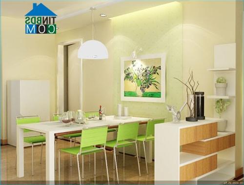 Ảnh Phòng ăn hiện đại, ấm áp vối đèn chiếu sáng