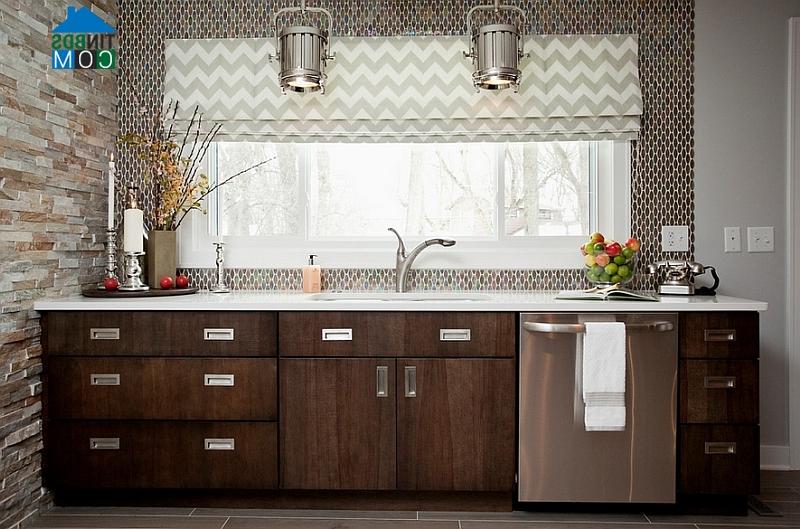 Ảnh Họa tiết xương cá: Xu hướng trang trí phòng bếp nổi bật 2014