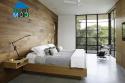 Thiết kế phòng ngủ ấm áp với một bức tường gỗ