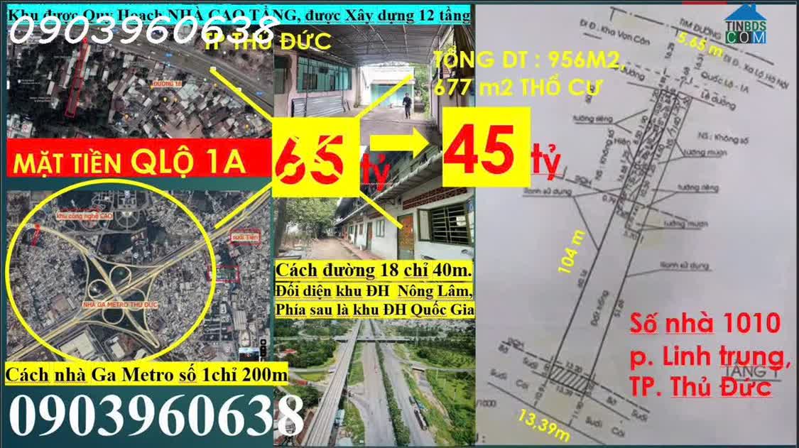 Ảnh HOT- 1000m2 ĐẤT Mặt Tiền Q.LỘ 1A - đối diện KHU ĐH NÔNG LÂM , cách GA METRO THỦ ĐỨC chỉ 300m -... 0