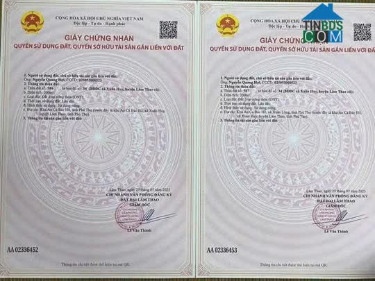 Ảnh Bán 2 Lô Đất Liền Kề Tại Xuân Huy – Lâm Thao, Phú Thọ 0