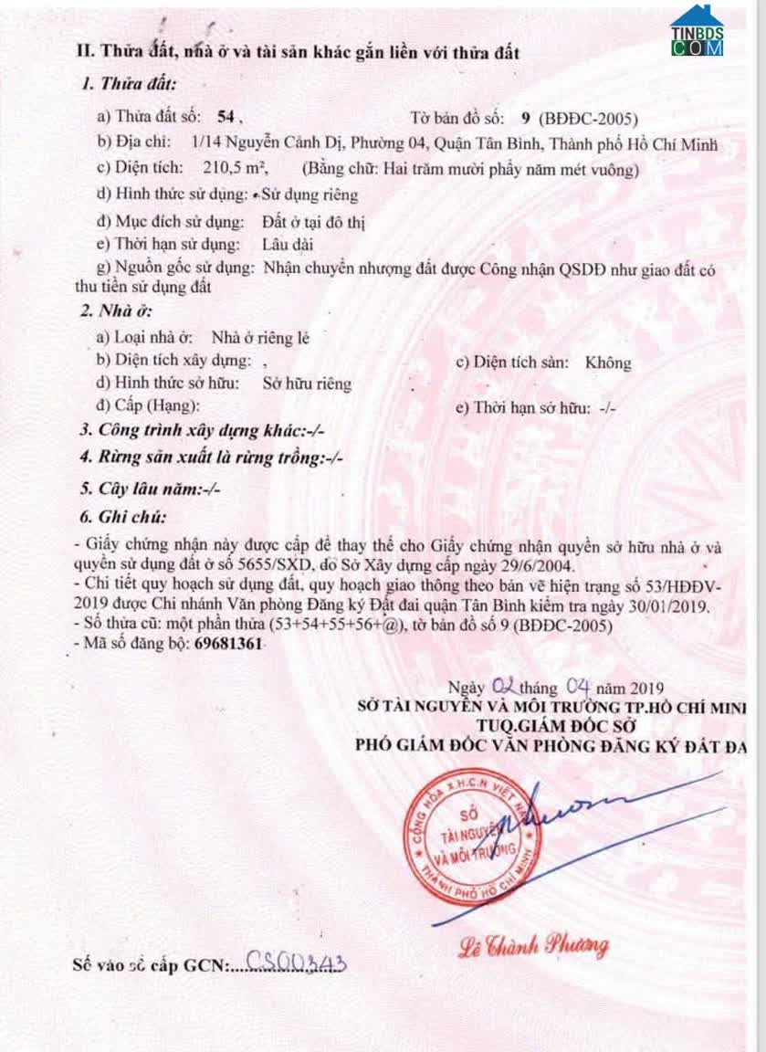 Ảnh Bán Nhà Hẻm Xe Hơi 1/14 Nguyễn Cảnh Dị, Tân Sơn Nhất 1