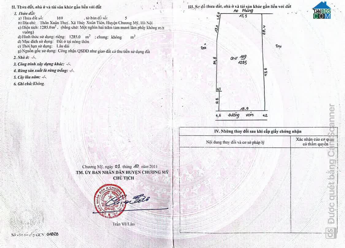Ảnh Lô đất to 1.285m² mặt tiền 19m – chia lô siêu lợi nhuận tại Thủy Xuân Tiên, Chương Mỹ, Hà Nội 0
