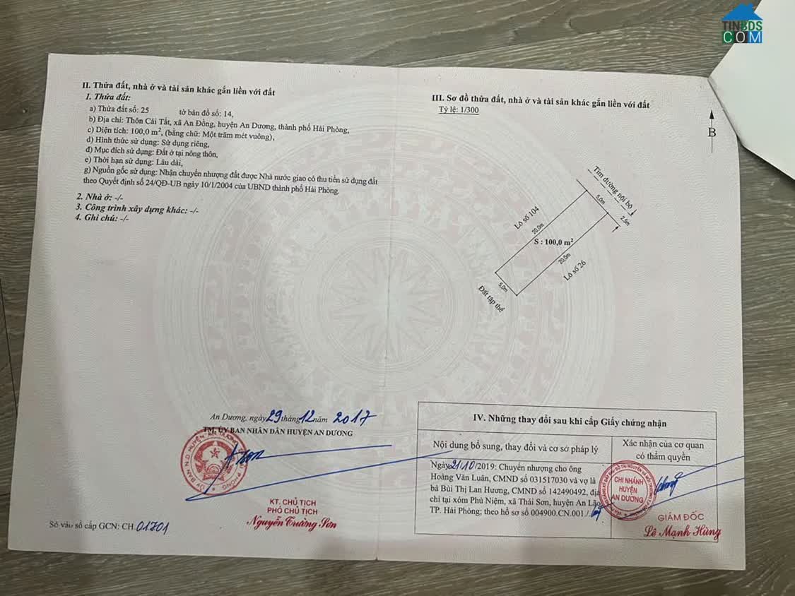 Ảnh Chuyển nhượng 100m2 mặt đường Hoàng Dương, Cái Tắt, An Dương 0