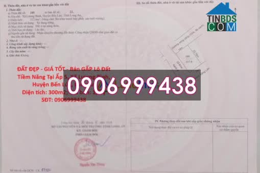 Ảnh Bán GẤP lô đất đẹp tiềm năng tại Ấp 5 (Lương Bình, Bến Lức, Long An cũ) 1,19 tỷ, 0906999438 0