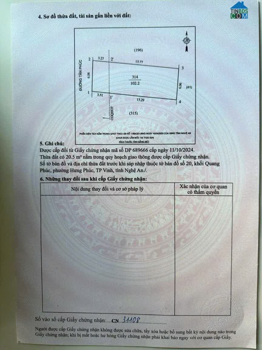 Ảnh Bán Đất Mặt Đường Tân Phúc, Phường Hưng Phúc, TP Vinh 0