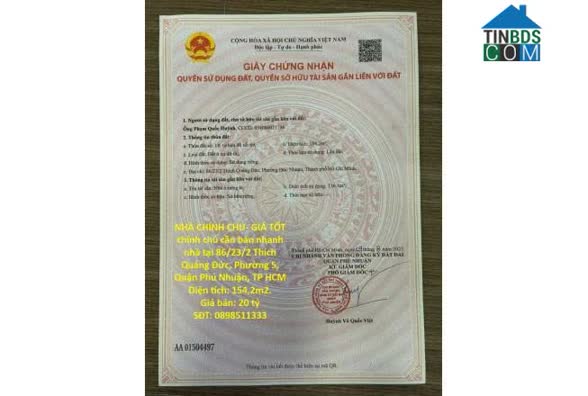 Ảnh Chính chủ cần bán nhanh nhà Đẹp - Giá cực tốt tại Thích Quảng Đức (p.5, Phú Nhuận), TP HCM.... 0