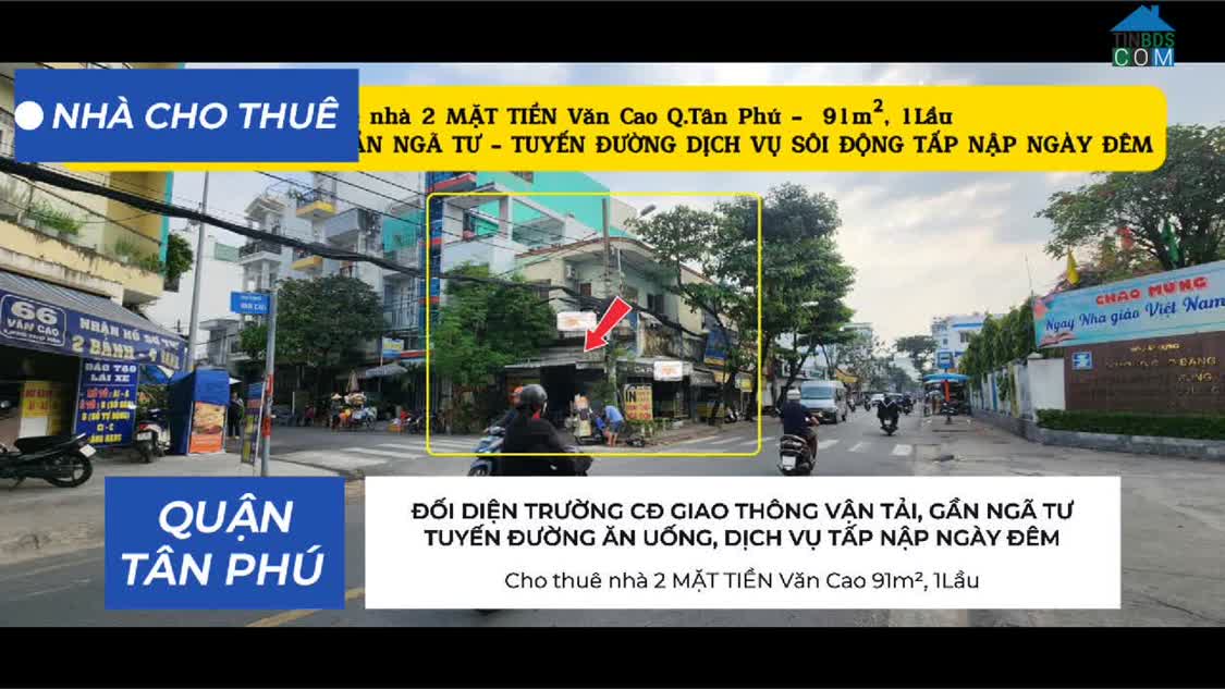 Ảnh Cho thuê nhà 2 MẶT TIỀN Văn Cao 91m², 1Lầu - ĐỐI DIỆN TRƯỜNG CĐ, GẦN NGÃ TƯ 0