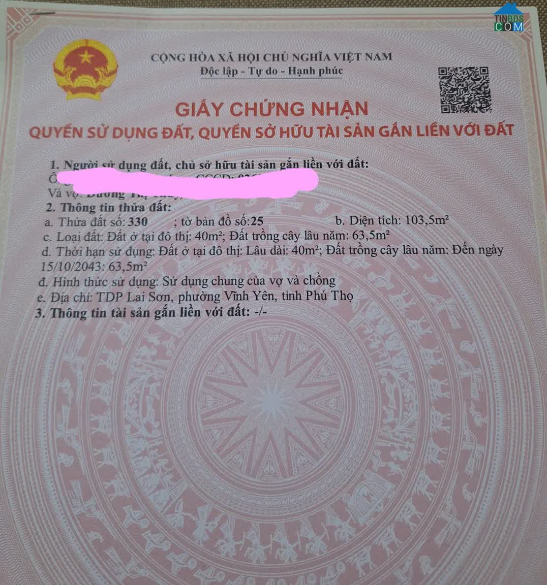 Ảnh Bán đất phân lô khu Lai Sơn, Vĩnh Yên, Vĩnh Phúc 0