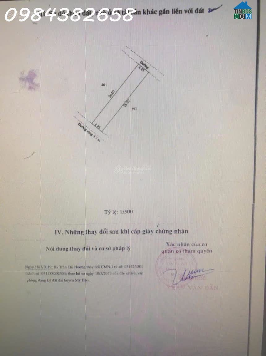 Ảnh Cần tiền bán gấp lô đất mặt tiền Phường Dị Sử, Hưng Yên, DT 116m2, giá đầu tư 0