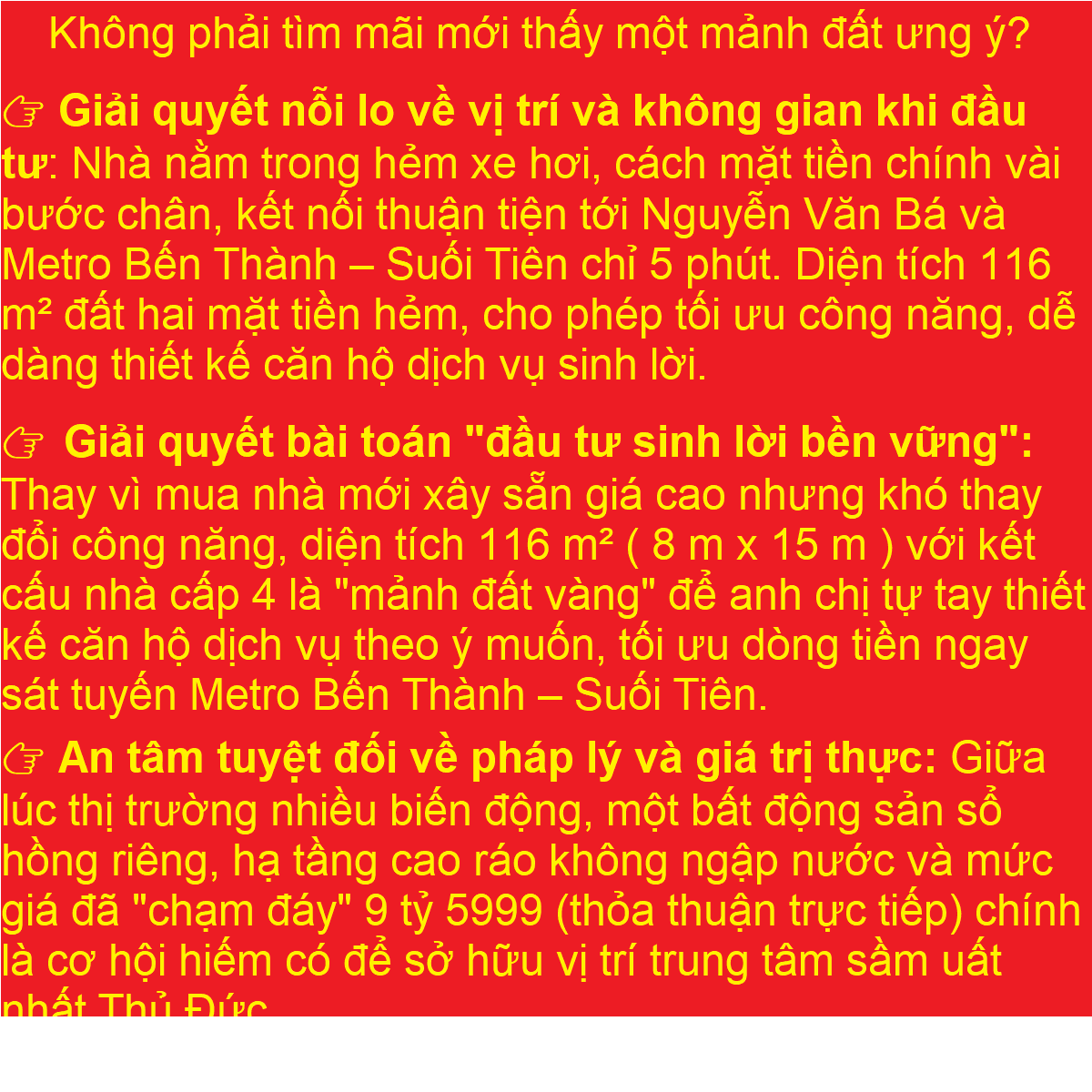 Ảnh Giải pháp cho nhà đầu tư nhà phố Thủ Đức: 116 m² đất | Hẻm xe hơi 2 mặt tiền ngay trung tâm, chỉ... 0