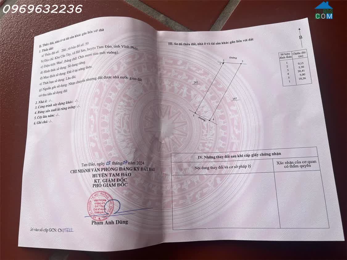 Ảnh Chính chủ cần bán lô đất siêu đẹp full thổ cư Xã Hồ Sơn, Tam Đảo, Vĩnh Phúc, giá đầu tư 0