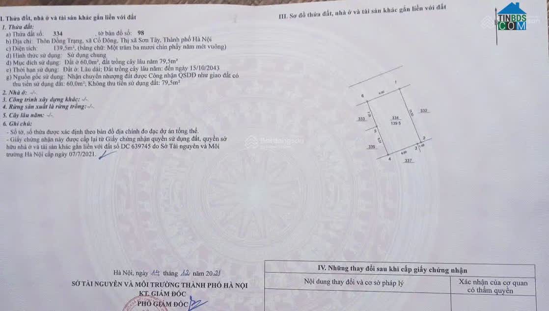 Ảnh Chính chủ cần bán lô đất tại thôn Đồng Trạng, xã Cổ Đông, thị xã Sơn Tây 0