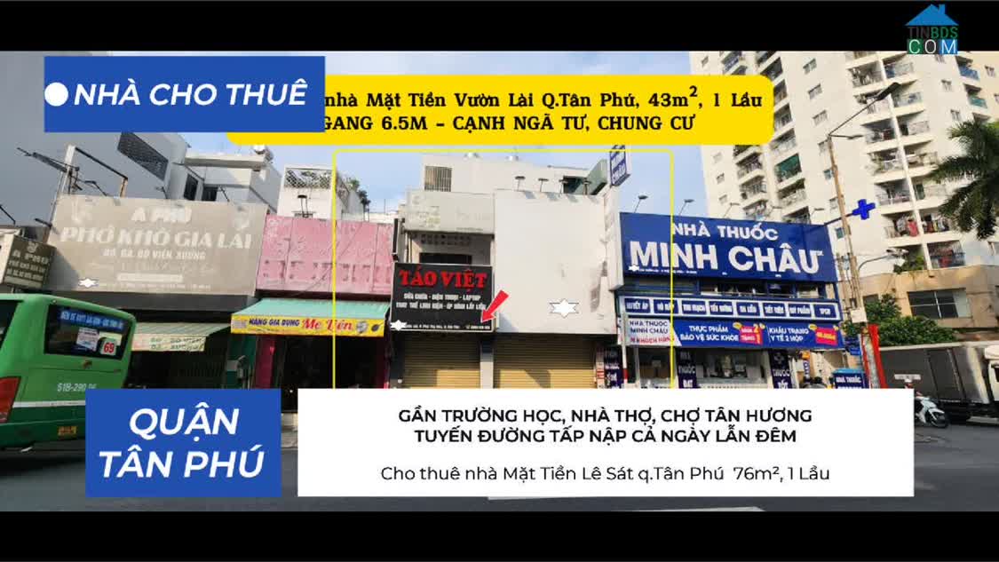Ảnh Cho thuê nhà Mặt Tiền Vườn Lài q.Tân Phú 43m² - CẠNH NGÃ TƯ, CHUNG CƯ- 18Triệu 0
