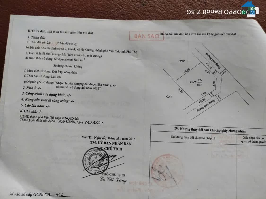 Ảnh Bán Đất Kèm Nhà Cấp 4 – 2 Mặt Tiền – Khu 4 Hy Cương, TP Việt Trì 0