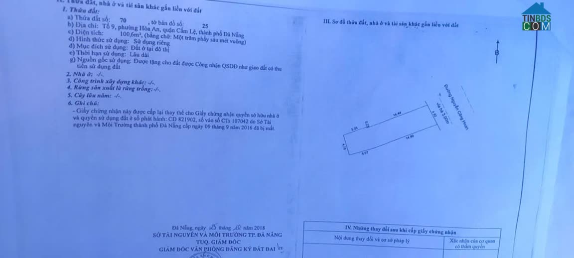 Ảnh Bán lô đất Mt đường NGUYỄN CÔNG HOAN (đoạn sát Nguyễn Đình Tứ) DT 101m2 giá 7ty LH 0942992361 0
