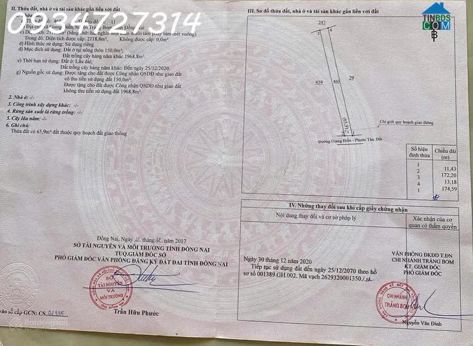 Ảnh Bán đất giá siêu hời tại Phước Tân - Giang Điền, 6,5 tỷ, 2118 m2 0