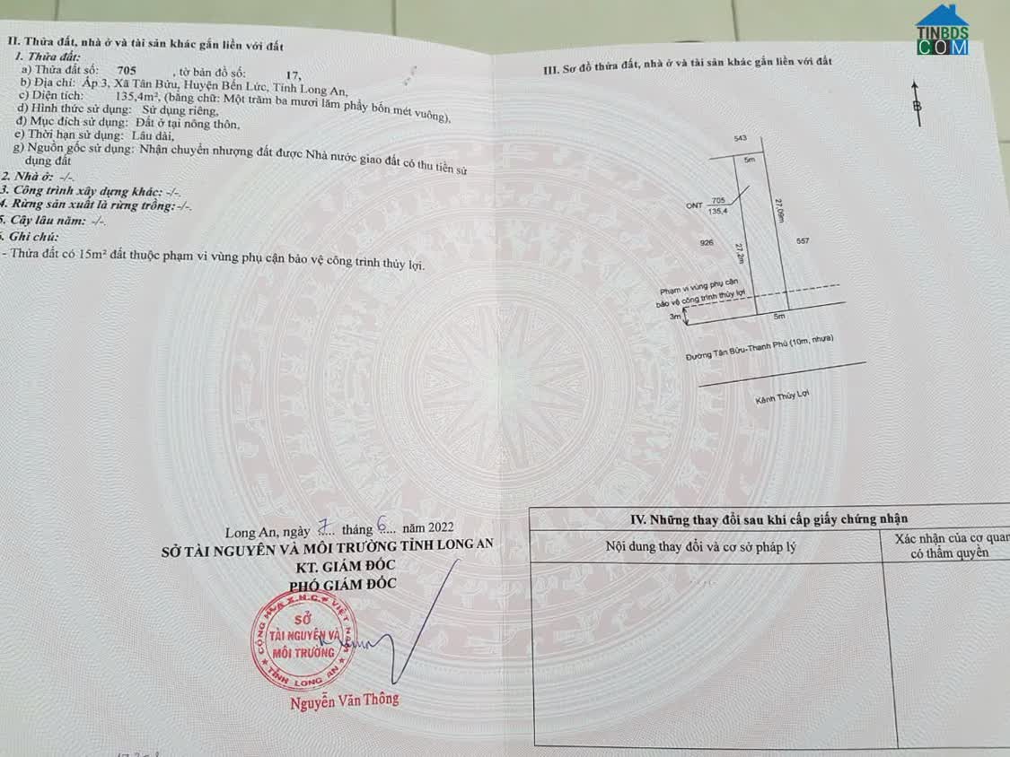 Ảnh Bán Lô Đất Đẹp 135M2 Tân Bửu – Thanh Phú – Bến Lức, 3 Tỷ 100tr, SHR 0