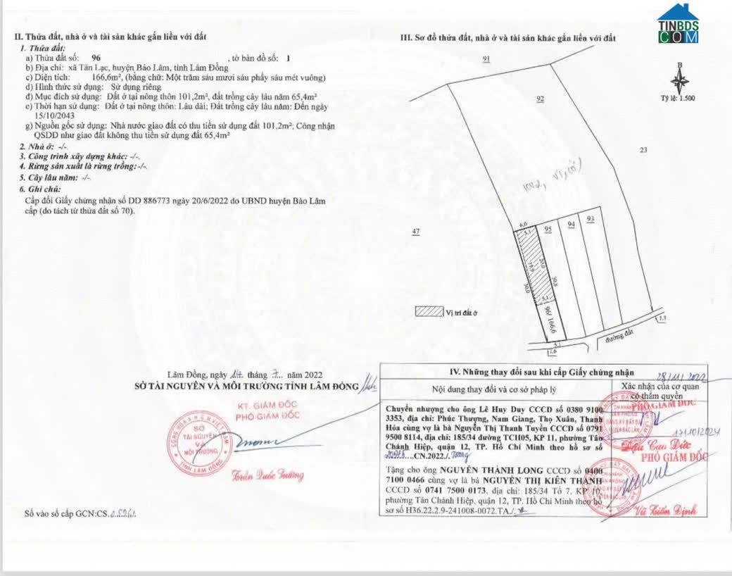 Ảnh Bán 166,6m2 đất Tân Lạc Lâm Đồng, sẵn SHR, chỉ 450tr buông sổ. Lh:0983762203 0