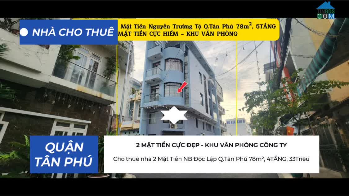 Ảnh Cho thuê nhà 2 Mặt Tiền NB Độc Lập Q.Tân Phú 78m², 5TẦNG, 35Triệu 0