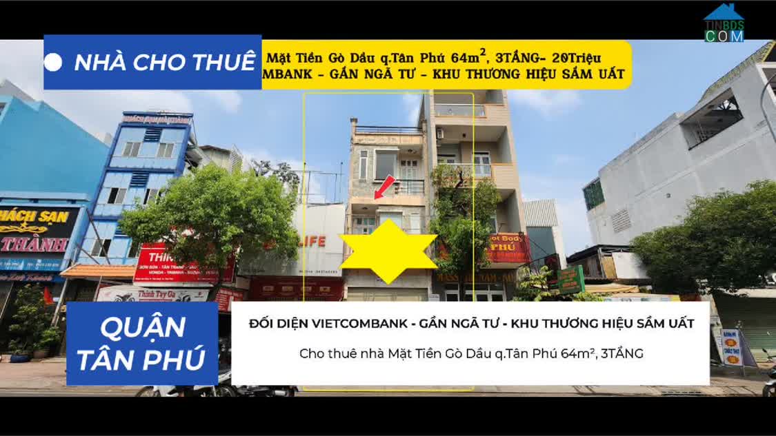 Ảnh Cho thuê nhà Mặt Tiền Gò Dầu q.Tân Phú 64m², 3TẦNG- 20Triệu - CẠNH VIETCOMBANK 0