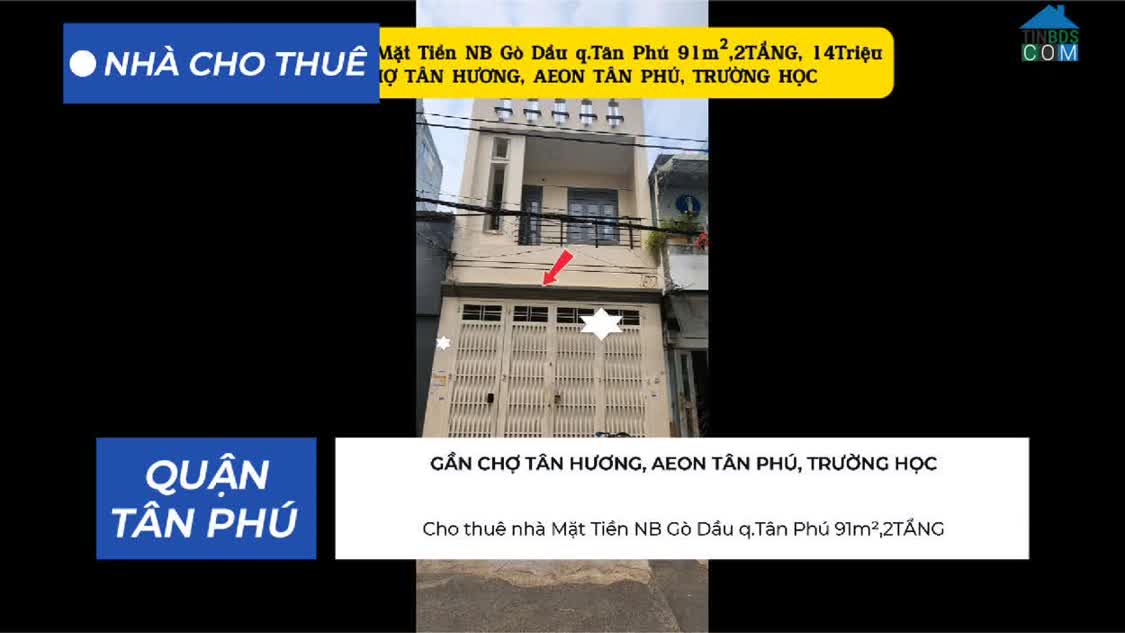 Ảnh Cho thuê nhà Mặt Tiền NB Gò Dầu q.Tân Phú 91m²,2TẦNG, 14Triệu 0