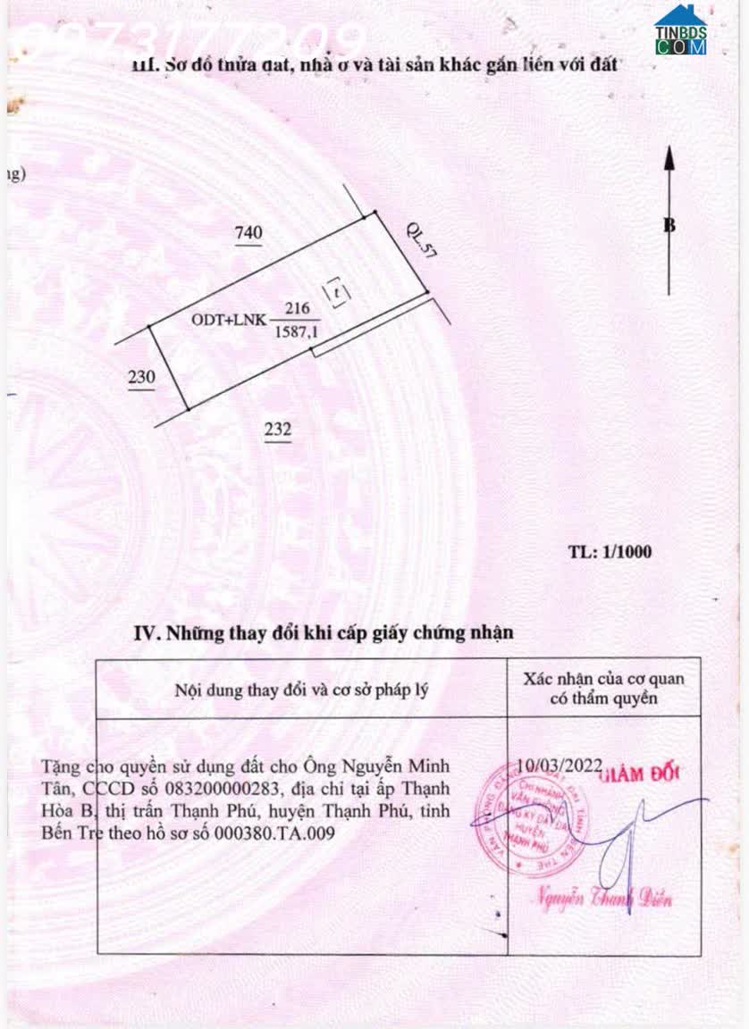 Ảnh Bán đất mặt tiền sẵn mặt bằng đang cho thuê tại TT Thạnh Phú, Bến Tre, DT 1.587m2 0