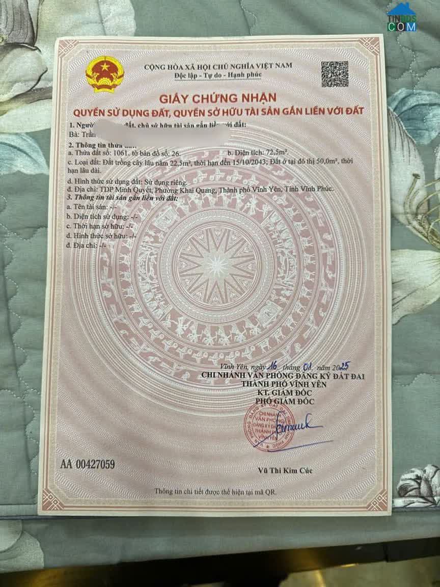 Ảnh Bán đất Minh Quyết, Khai Quang, Vĩnh Phúc. Diện tích 72m2 giá chỉ 1.88 tỷ 0