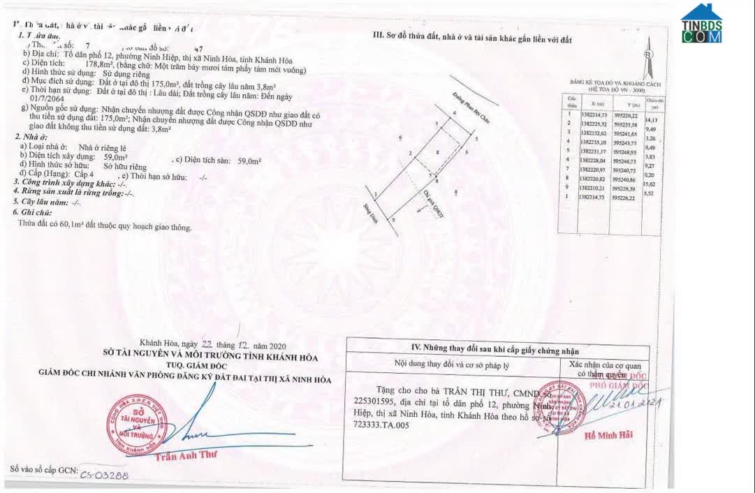 Ảnh Chính chủ cần bán nhà 2 mặt tiền đường Phan Bội Châu, Ninh Hòa, DT 178,8m2, giá 4,5 tỷ 0