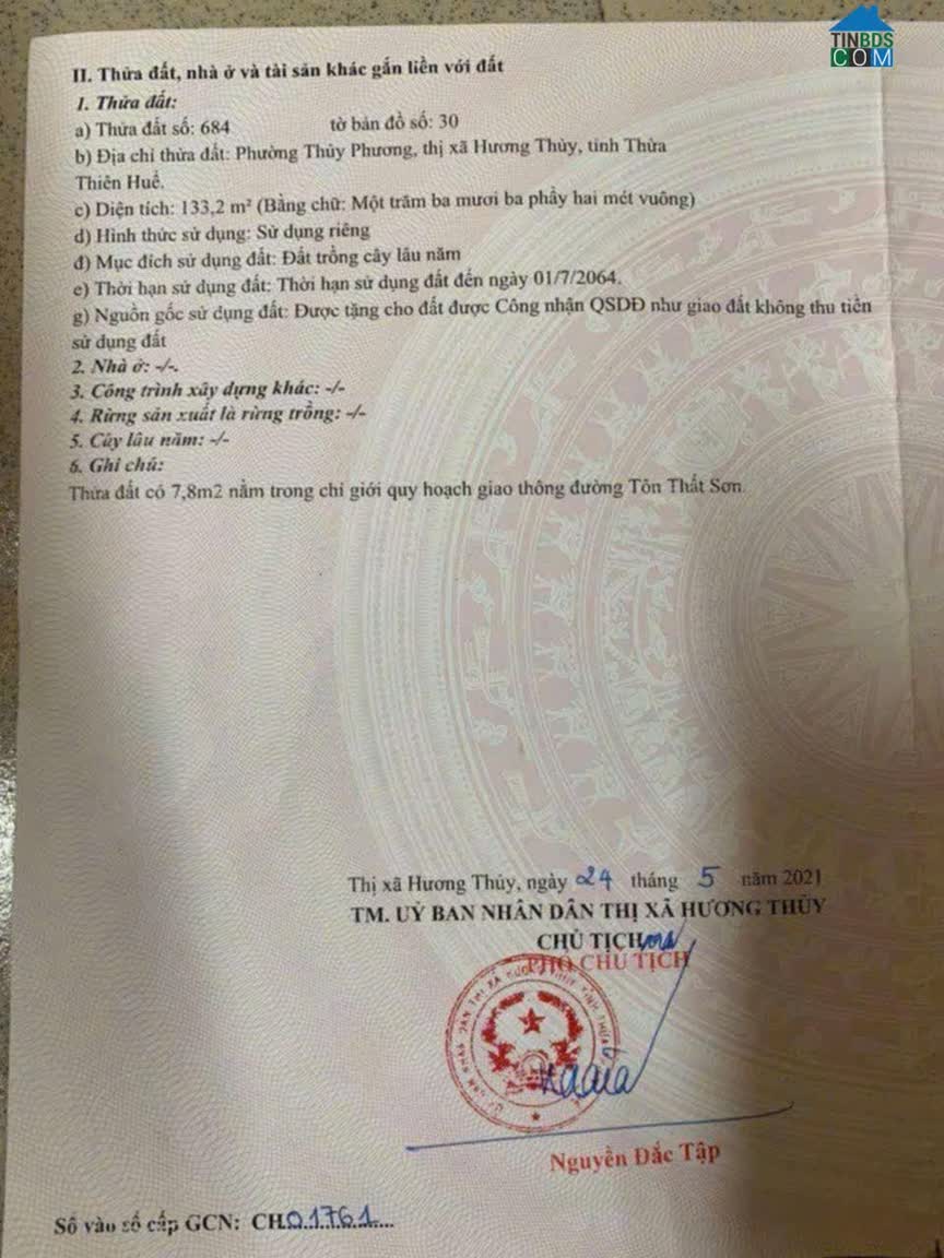 Ảnh Bán đất mặt tiền Tôn Thất Sơn Gần chợ Dạ Lê Huế 0