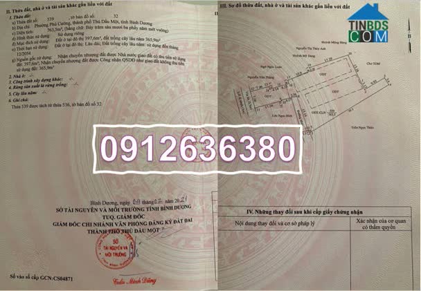 Ảnh Bán gấp lô đất đường Bạch Đằng, Phú Cường, Thủ Dầu Một (BD), Tp.HCM, 0912636380 0