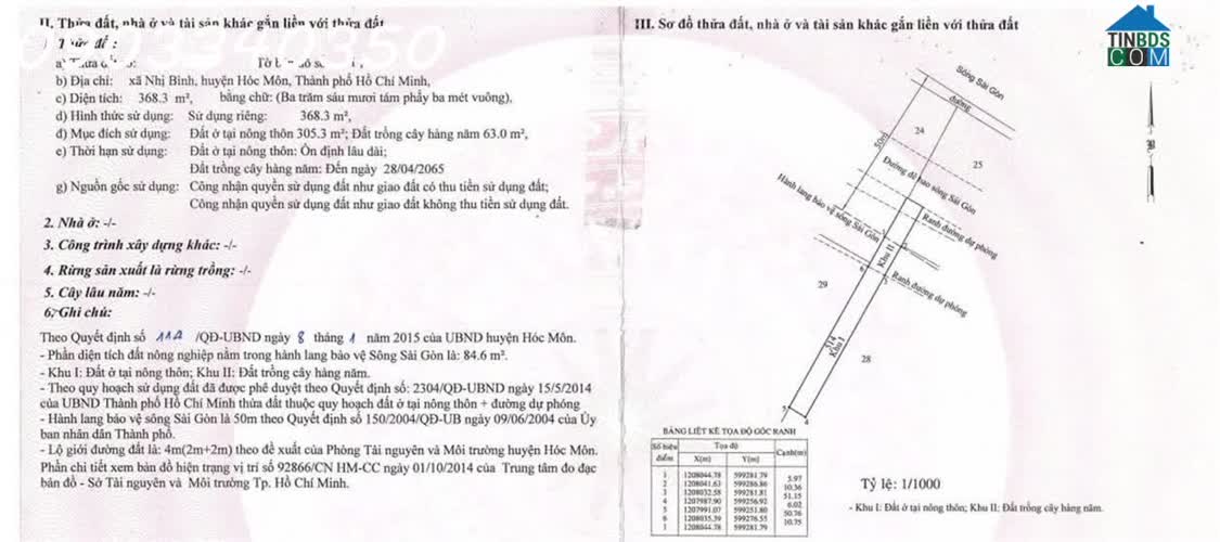 Ảnh Bán đất tại Nhị Bình, Hóc Môn, diện tích 368,3 m2, giá bán 7,8 tỷ 0