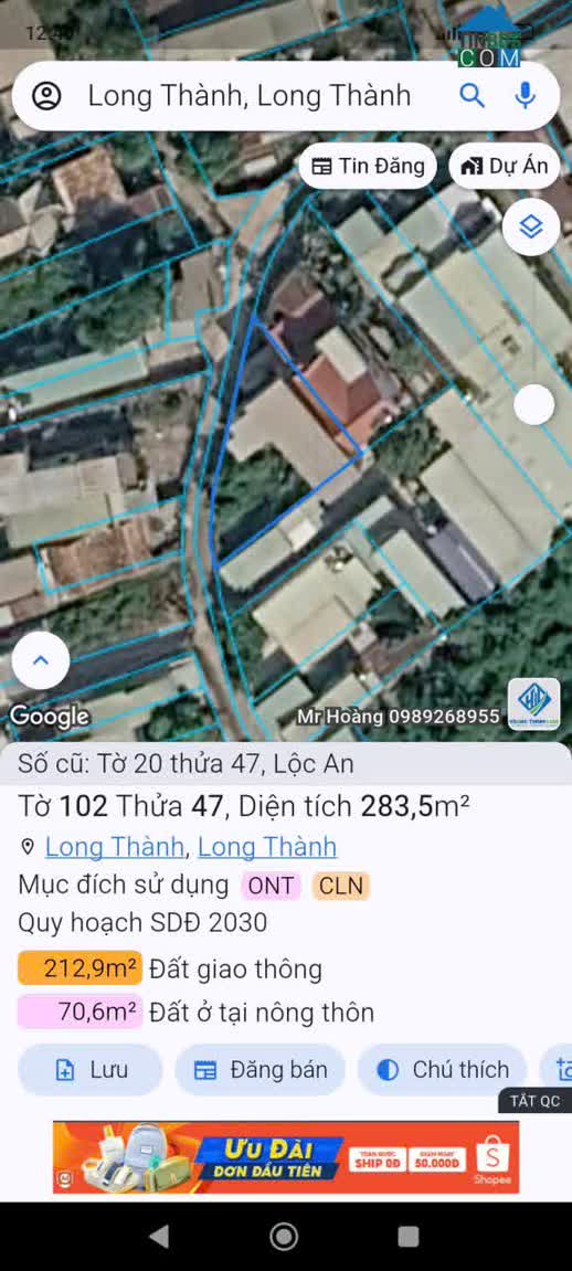 Ảnh Bán nhà đất tại đường Lê Quang Định, Long Thành, Đồng Nai diện tích 283m2 giá 4 tỷ 0