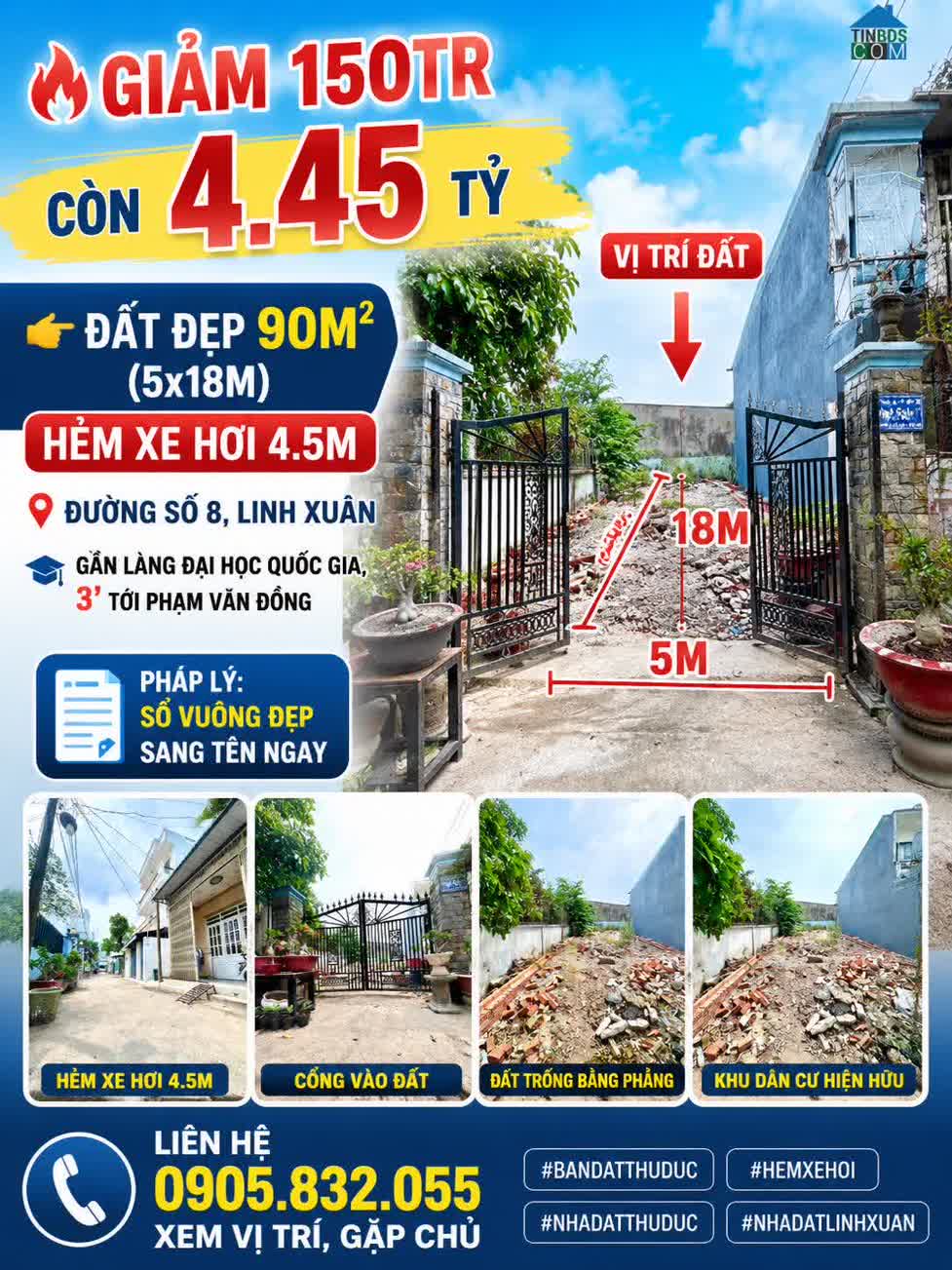 Ảnh Bán đất đường số 8 Linh Xuân - 90m2 ngang 5m chỉ 4,45 tỷ 0