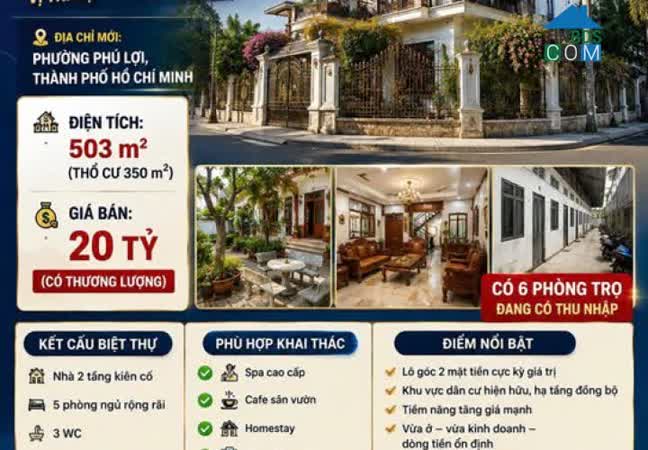 Ảnh ⭐Chính chủ bán Biệt Thự góc 2MT 500m2 Phường Phú Lợi (Thủ Dầu Một, Bình Dương), Tp.HCM. 0962214131 0