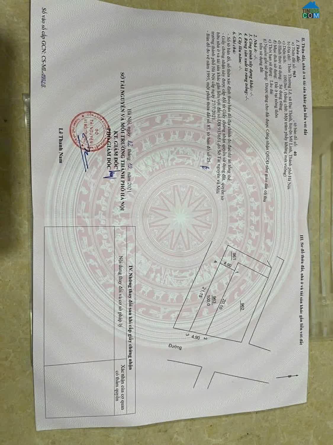 Ảnh Bán nhà 3 tầng 100m full thổ cư thôn Thường Lệ- Mê Linh, sẵn vào ở- có thể kinh doanh 0